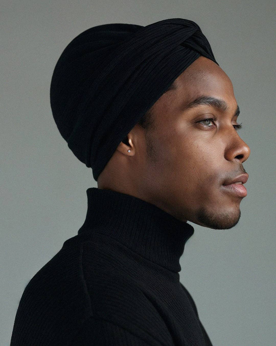 Premium Soft Lined Turban in Jet Black: Black