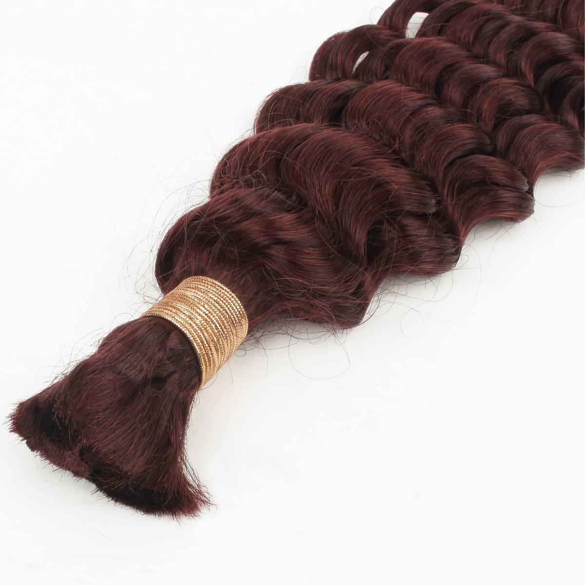 Burgundy Deep Wave Bulk Human Hair