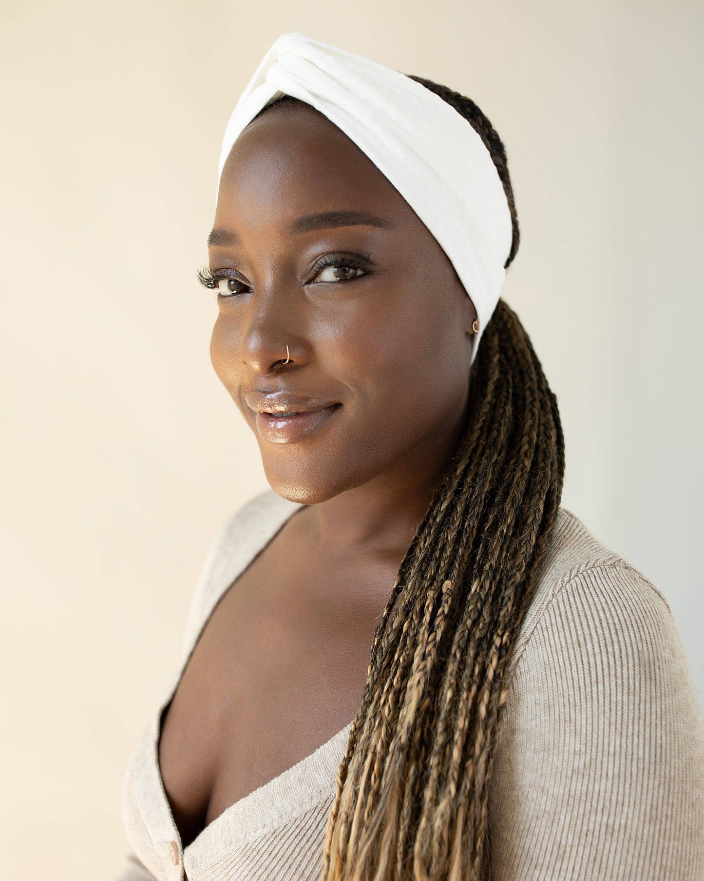 Dainty Turbanette in Tusk: White
