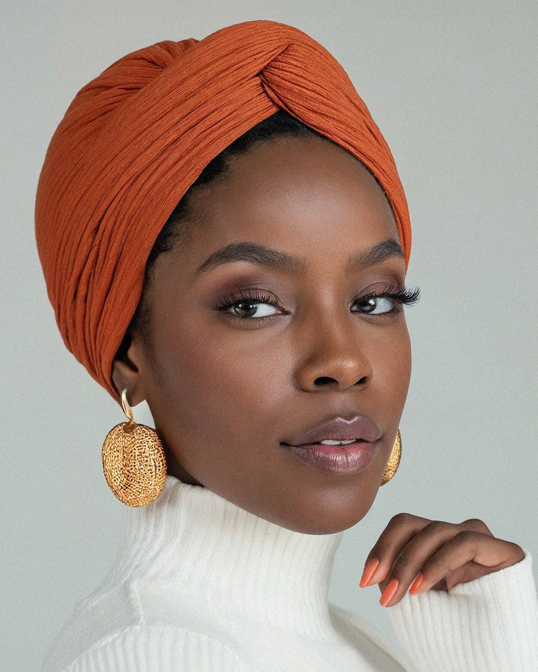 Premium Soft Lined Turban in Paprika: Red