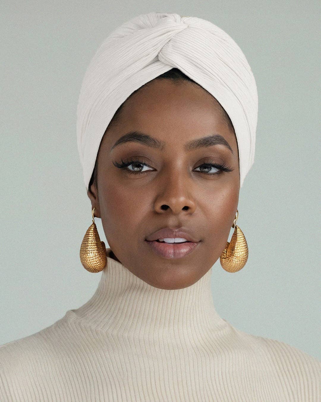 Premium Soft Lined Turban in Dove: White
