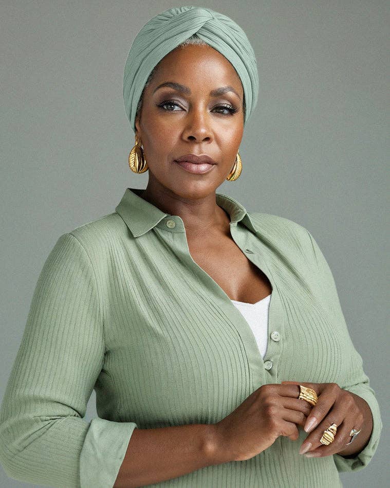 Premium Soft Lined Turban in Sage: Green
