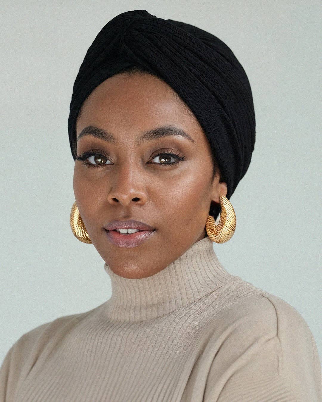 Premium Soft Lined Turban in Jet Black: Black
