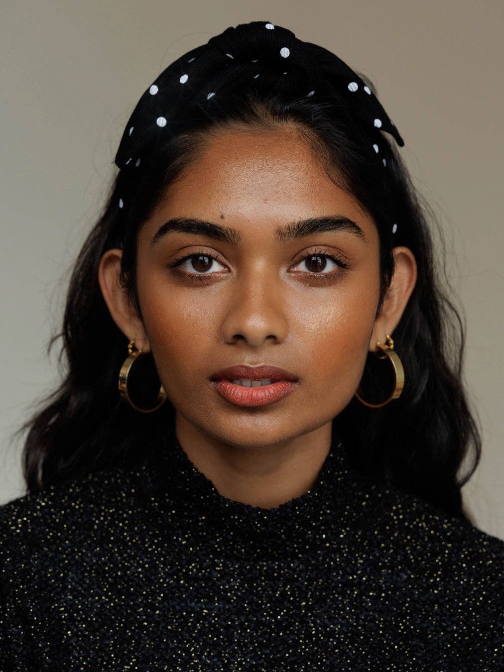 Satin Lined Bandie in Dottie: Black