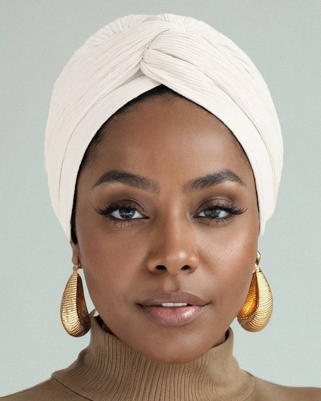 Premium Soft Lined Turban in Dove: White