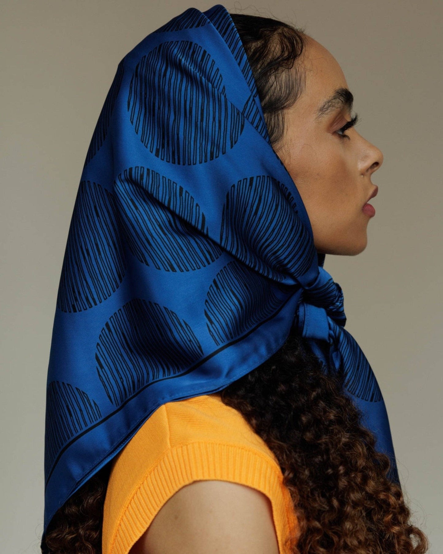 Satin Head Scarf in Aoki: Blue