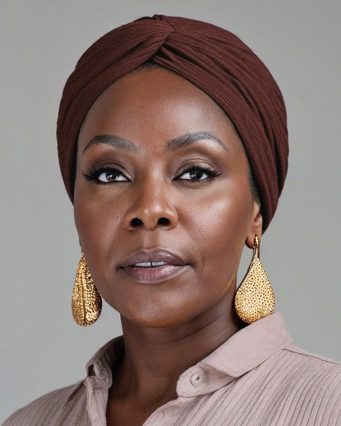 Premium Soft Lined Turban in Umber: Brown