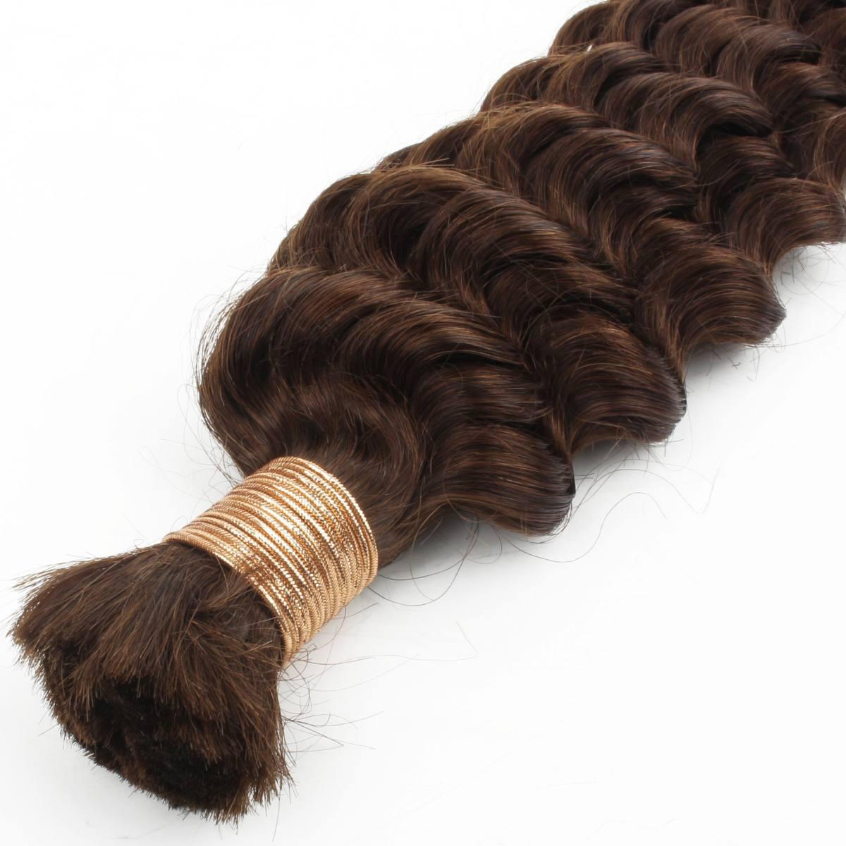 Medium Brown Deep Wave Bulk Human Hair