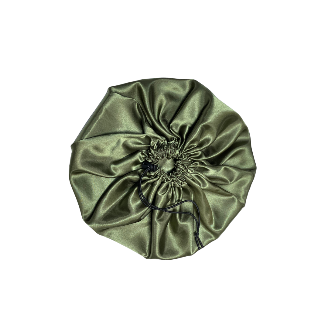 Olive Satin Bonnet