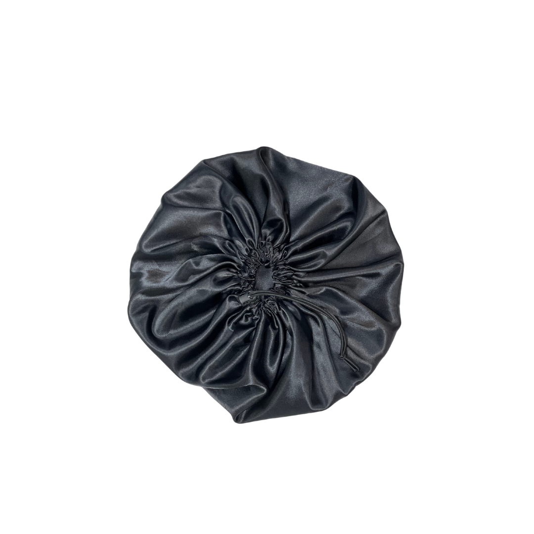 Black Satin Bonnet