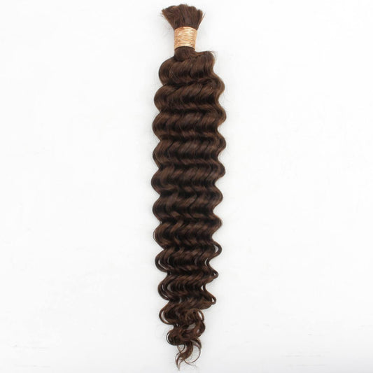 Medium Brown Deep Wave Bulk Human Hair 